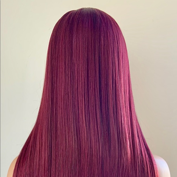 Long Straight 24” Deep Burgundy Lace Front Synthetic Wig - Picture 15 of 16